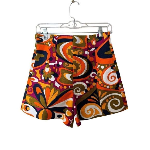 Zara Printed High Waisted Multi Colored Shorts Size: Small NWOT 70s Hippie - Picture 1 of 6